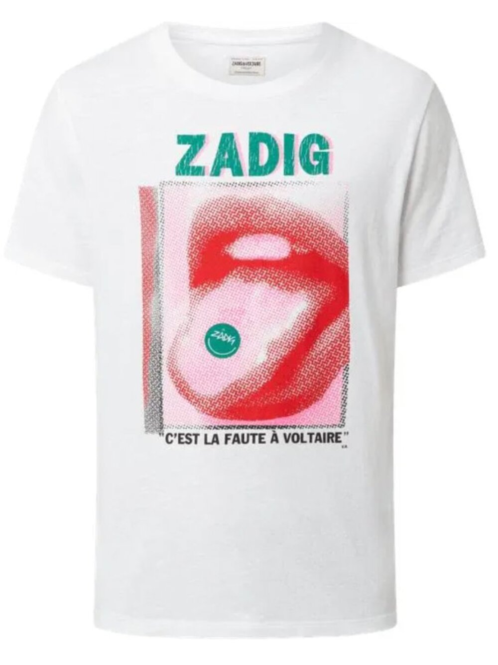 $175 NWT Zadig & Voltiare White Ted Graphic Happy Mouth Tee Shirt size XL